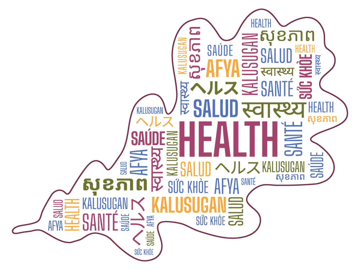 The word health in multiple languages